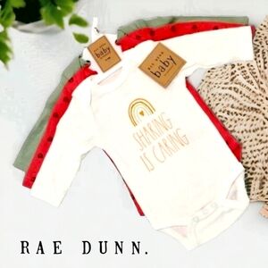 Rae dunn infant 0-3 months fall longsleve onsies bundle 3pc nwt